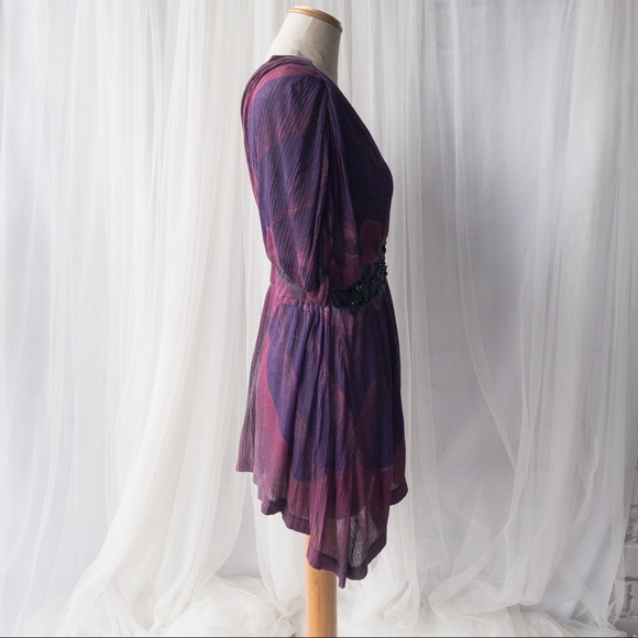 FREE PEOPLE Women's Small 100% Modal Purple/Pink Gray Top with Waist Detail - Picture 3 of 15